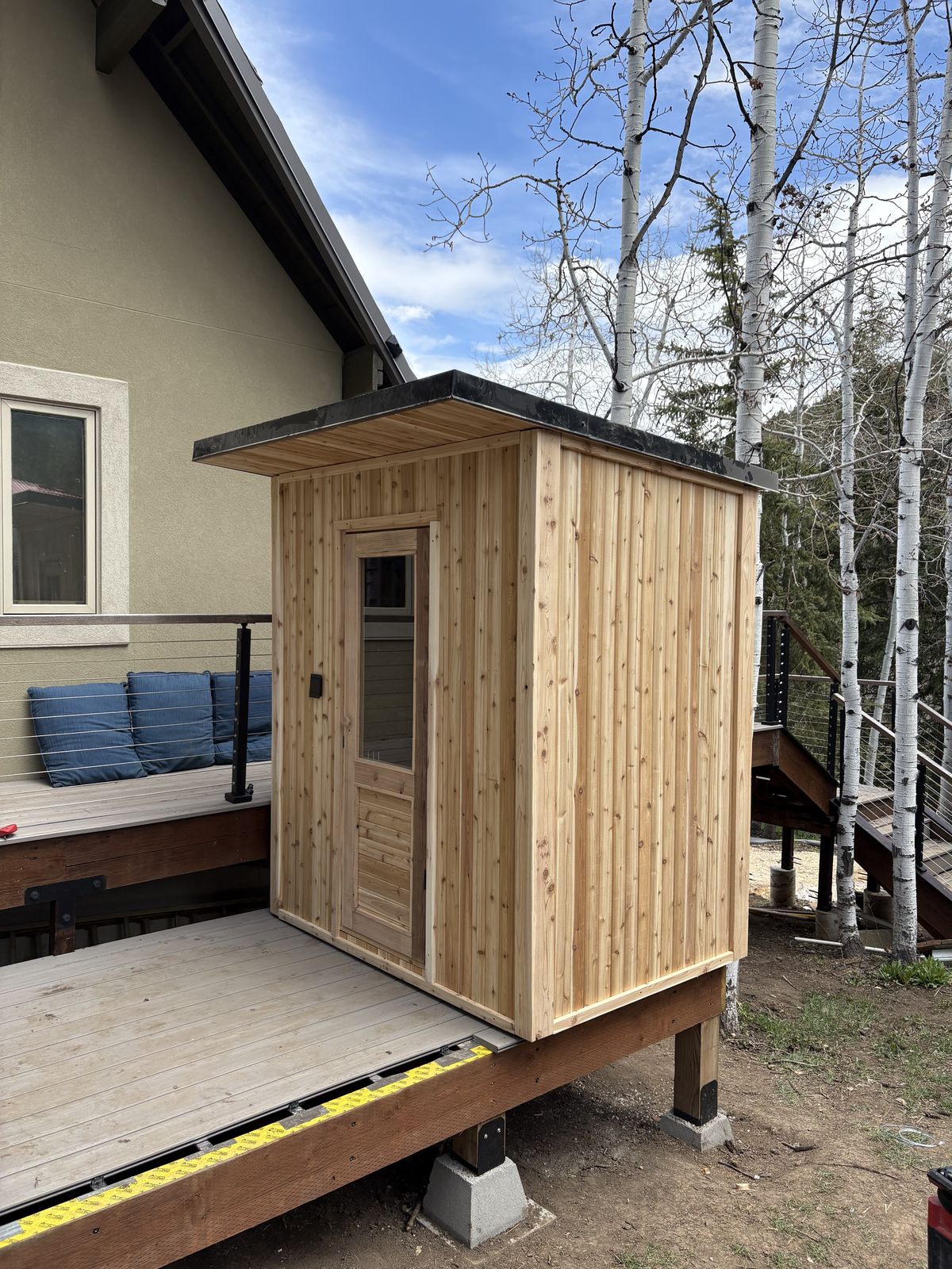 Cedar sauna installation